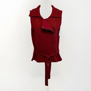 Sweater Vest New Directions SZ M Acrylic Fleece Full Zip Red Cardigan Vest NWT